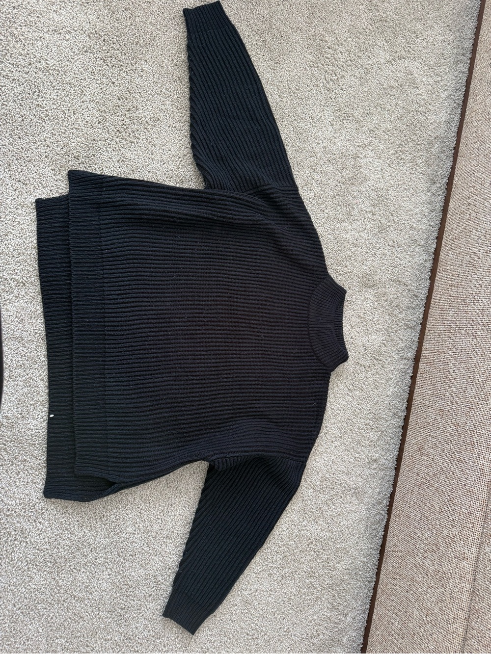 Topshop Black Ribbed Crewneck Sweater